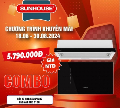 COMBO TỐT : BẾP TỪ SUNHOUSE SHB5236 + HÚT MÙI SHB6128